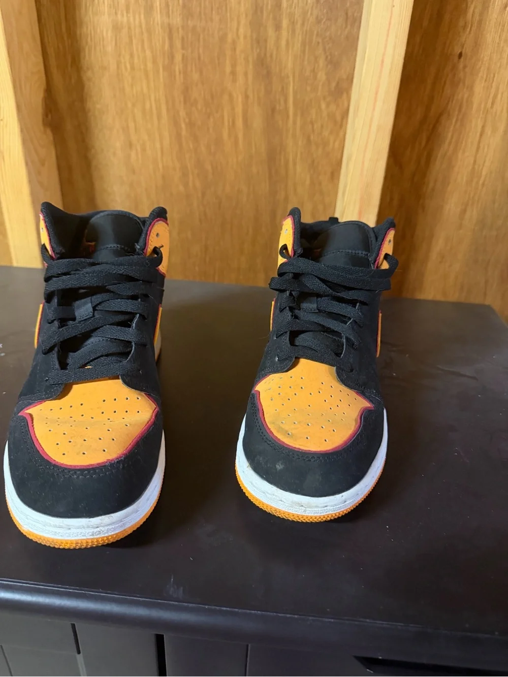 Nike Kids Black and Orange High-Top Sneakers